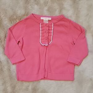 JANIE AND JACK PINK 3-BUTTON CARDIGAN, SIZE 3-6 MONTHS